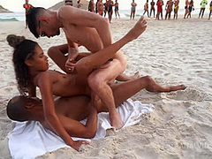 Very Slim Brazilian Beauty, Karina Rose Fucked By 3 Monster Cocks