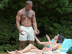 Sunbathing Hottie Anissa Kate Takes A Titty Cumshot After Poolside BBC DP Threesome GP3254