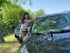 Washing My Windshield With Her Pee