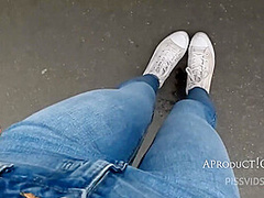 Wetting Her Jeans On The Streets Of Budapest