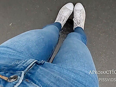 Wetting Her Jeans On The Streets Of Budapest