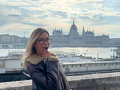 Wetting Her Jeans On The Streets Of Budapest