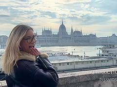 Wetting Her Jeans On The Streets Of Budapest