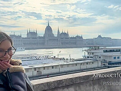 Wetting Her Jeans On The Streets Of Budapest
