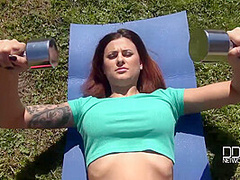 Salacious Outdoor Blowjob - Stunning Babe Sucks Cock in Garden