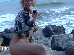 Busty French Pornstar Delfynn Delage Dildoing at the Beach - MMM100