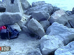 Busty French Pornstar Delfynn Delage Dildoing at the Beach - MMM100