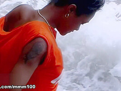 Interracial fucking at the beach with Shania a cute ebony babe - MMM100