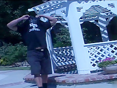 Lusty brunette sucks hunks cock in the pool