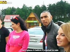 Hot russian chicks banging outdoors in forest casting Ally and Eniko