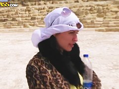 Beautiful Aurita sucking outdoors in Egypt