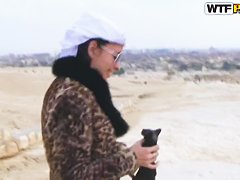 Beautiful Aurita sucking outdoors in Egypt