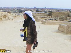 Beautiful Aurita sucking outdoors in Egypt