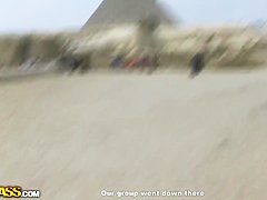 Beautiful Aurita sucking outdoors in Egypt