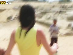 Beautiful Aurita sucking outdoors in Egypt