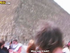 Beautiful Aurita sucking outdoors in Egypt