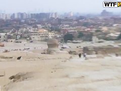 Beautiful Aurita sucking outdoors in Egypt