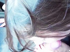 Hot Teen Sucking my Dick while Driving