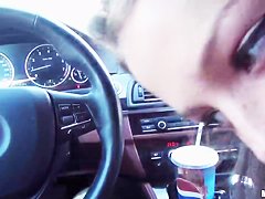 Hot Teen Sucking my Dick while Driving
