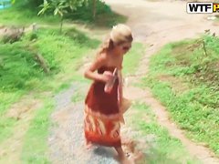 Professional Thai prostitute Tiffany swallows dick in the public park