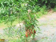 Professional Thai prostitute Tiffany swallows dick in the public park