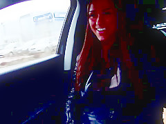 Victoria strips in the strangers car