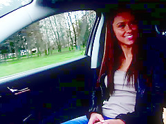 Victoria strips in the strangers car