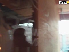 Amateur Penny goes to public toilet with dirty stud