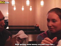 Amateur Penny goes to public toilet with dirty stud