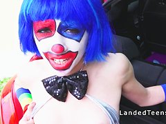 Petite teen clown fucking outdoor pov