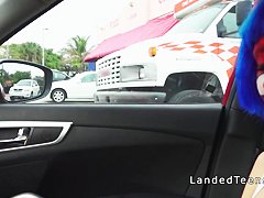 Petite teen clown fucking outdoor pov