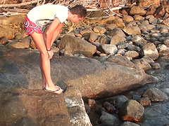 Anne in sex on the beach with a nice-looking babe