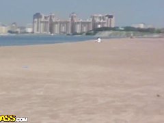 Slim and hot petite Dasi West gets pounded hard on beach