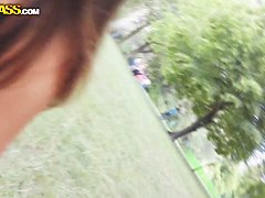 Teen slut Amira Adara strips in park