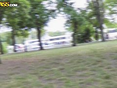 Teen slut Amira Adara strips in park