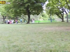 Teen slut Amira Adara strips in park
