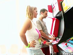 Sexy Sierra Skye shows off her her sexy huge boobs and takes cum shots