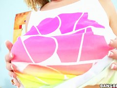 Sexy Sierra Skye shows off her her sexy huge boobs and takes cum shots