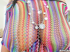 Heavy chested slut Aileen Ghettman teases outdoor