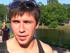 Albina in cute gal with lovely face in outdoor sex video