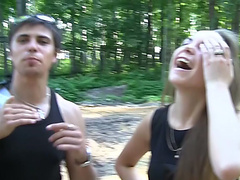 Albina in cute gal with lovely face in outdoor sex video