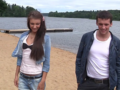 Autumn & Grace & Bianca & Olie & Savannah in group sex with nude students in the outdoors