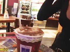 Young babe Nessa Devil takes on cock in toilet