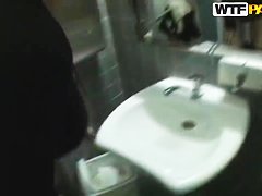 Young babe Nessa Devil takes on cock in toilet