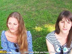 Outdoo sex scene with sexy Myra and her friend