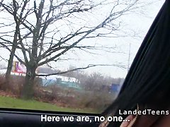 Beautiful stranded teen banged pov in the car