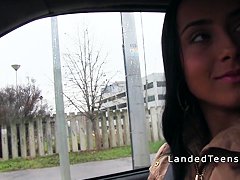 Beautiful stranded teen banged pov in the car