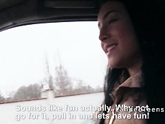 Beautiful stranded teen banged pov in the car