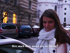 A girl on the street is offered cash for tits