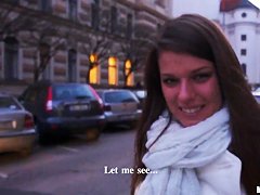 A girl on the street is offered cash for tits